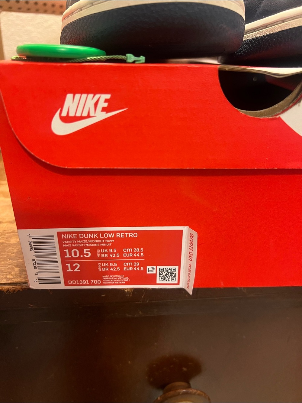 Nike Dunk Retro “Michigan” Varsity Maize/Midnight Navy Men’s 10.5 Authenticated - Picture 2 of 13
